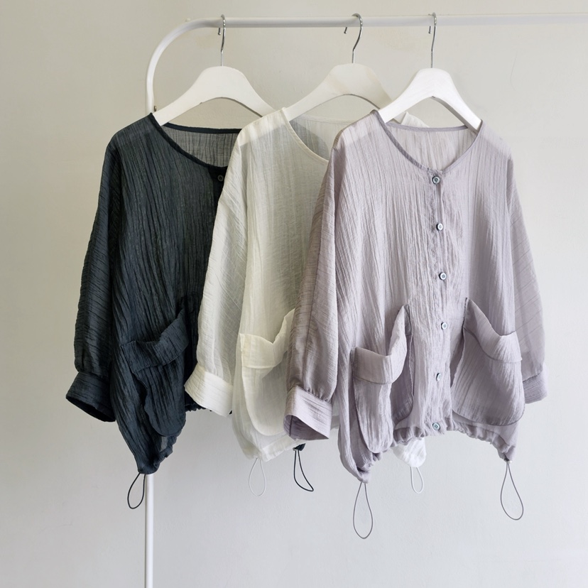 LA BLOOM韓國直郵實拍女裝新品休閑26春夏襯衫蕾絲衫口袋La Bloom襯衫/蕾絲衫