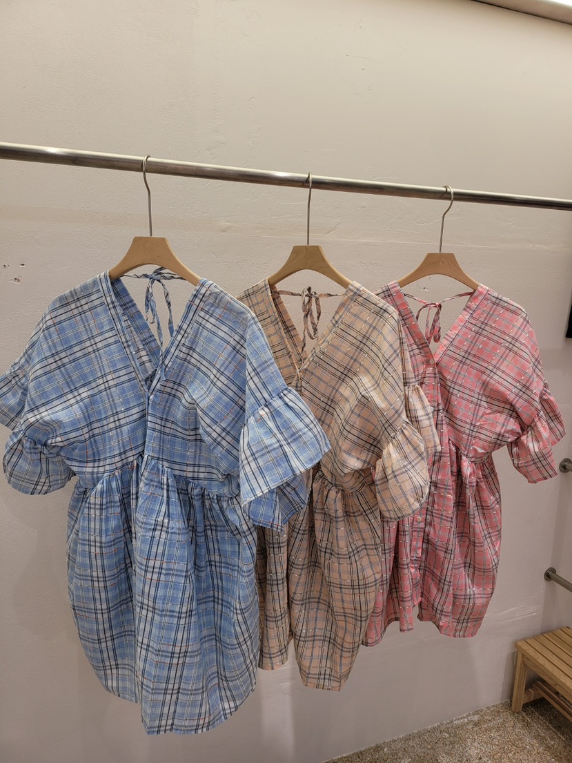 THE OTHER韓國東大門直郵女士新品推薦時尚襯衫蕾絲衫格子THE OTHER襯衫/蕾絲衫