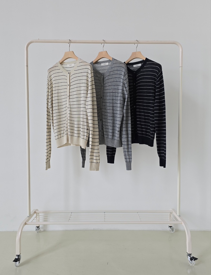 J SHOP韓國直郵女裝新款熱賣人氣推薦職業針織衫開衫條紋J_SHOP針織衫