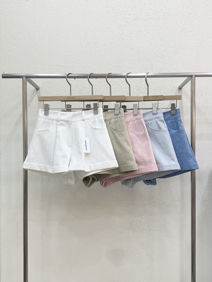 LIGHT AND SALT韓國東大門代購女士新品推薦短褲人字紋LIGHT AND SALT短褲