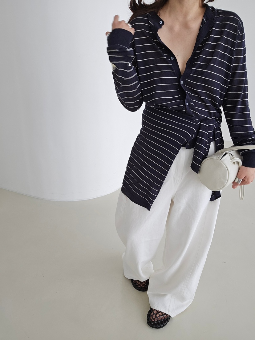 J SHOP韓國東大門代購女士新款時尚休閑熱賣推薦針織衫條紋J_SHOP針織衫