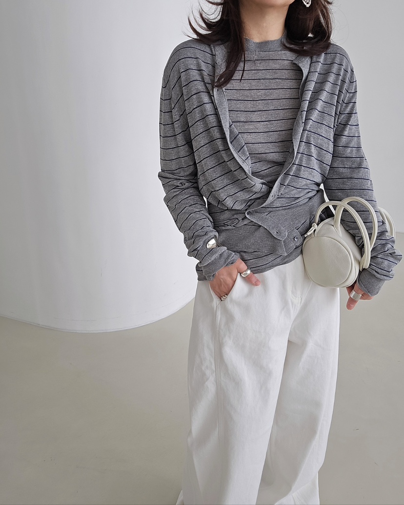 J SHOP韓國東大門代購女士新款時尚休閑熱賣推薦針織衫條紋J_SHOP針織衫