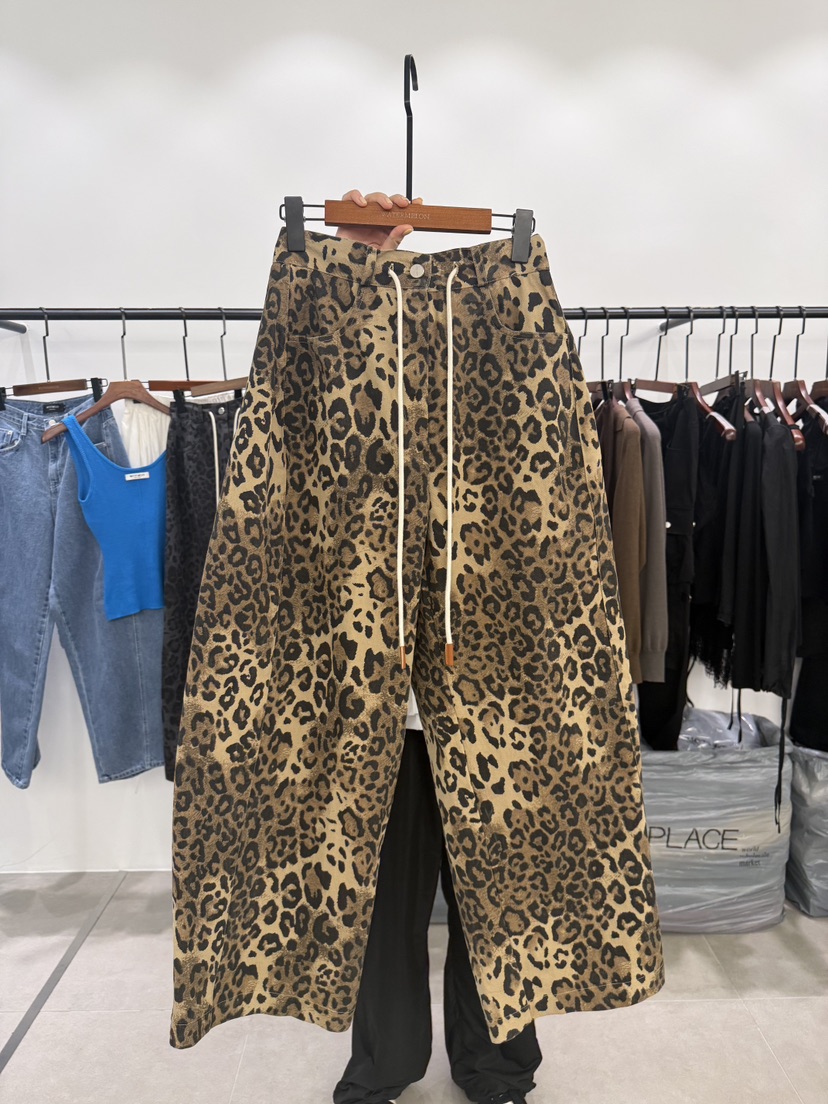 WATERMELON韓國東大門直郵女士新品職業熱賣26春夏休閑褲豹紋WATER MELON休閑褲圖色1