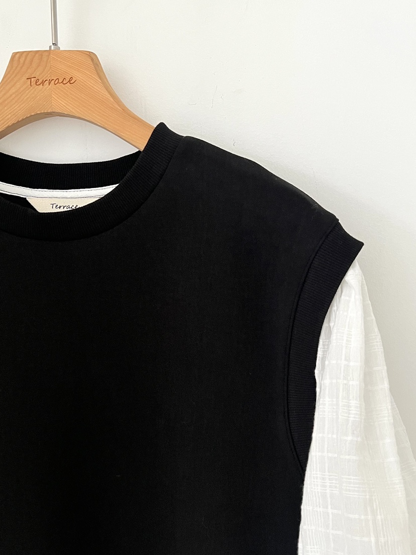 TERRACE韓國東大門直郵女士新款人氣襯衫蕾絲衫假兩件條紋TERRACE襯衫/蕾絲衫