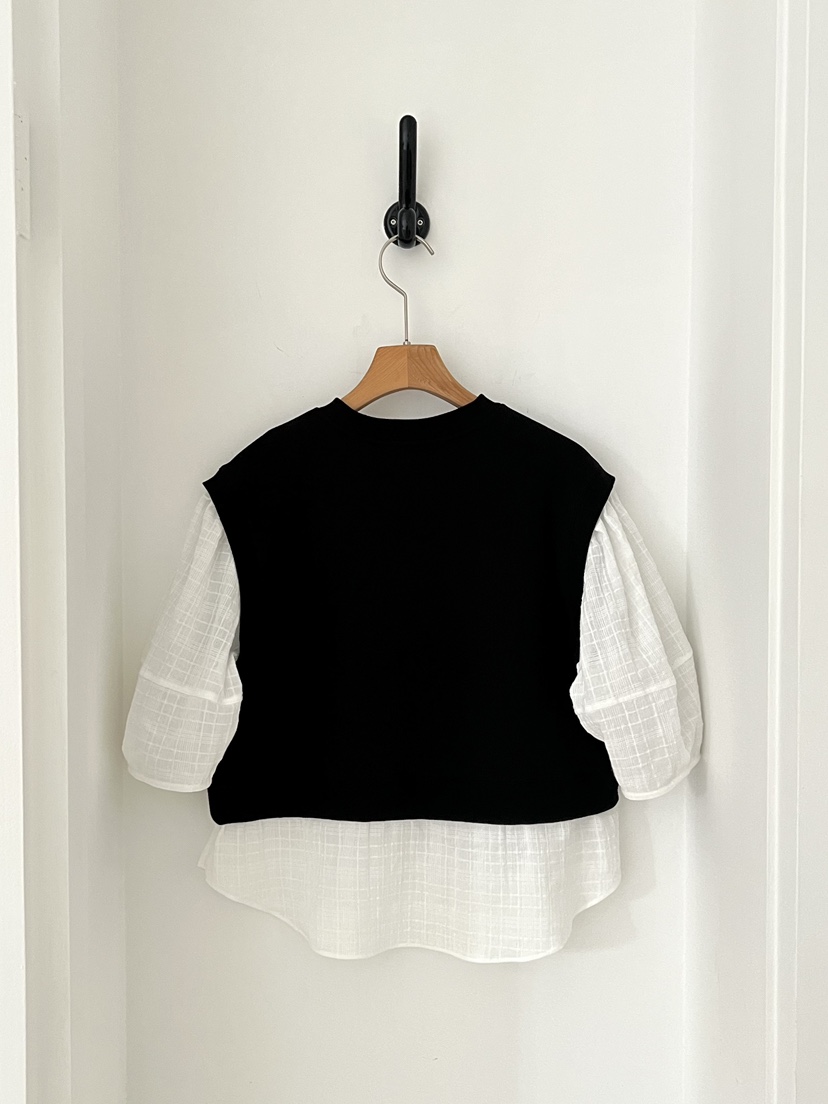 TERRACE韓國東大門直郵女士新款人氣襯衫蕾絲衫假兩件條紋TERRACE襯衫/蕾絲衫