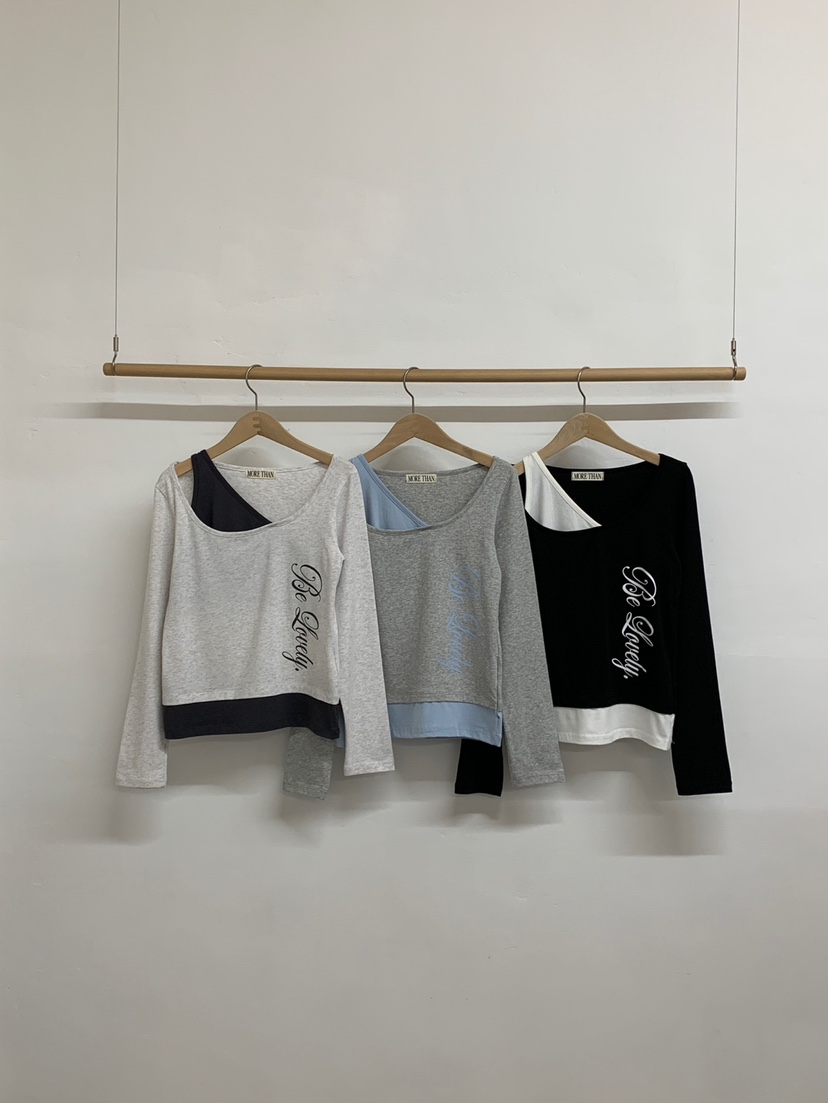MORE THAN-P韓國代購女裝新款推薦熱賣時尚長袖T恤假兩件MORE THAN長袖T恤