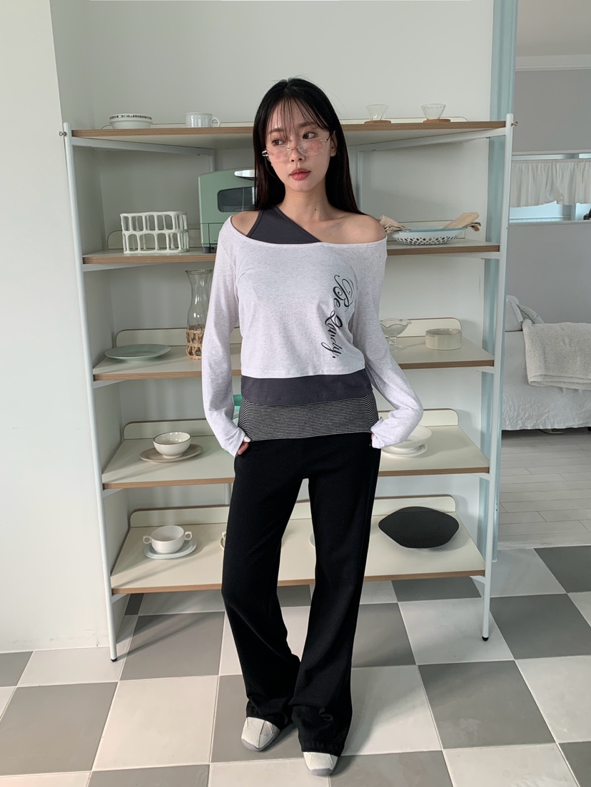 MORE THAN-P韓國代購女裝新款推薦熱賣時尚長袖T恤假兩件MORE THAN長袖T恤