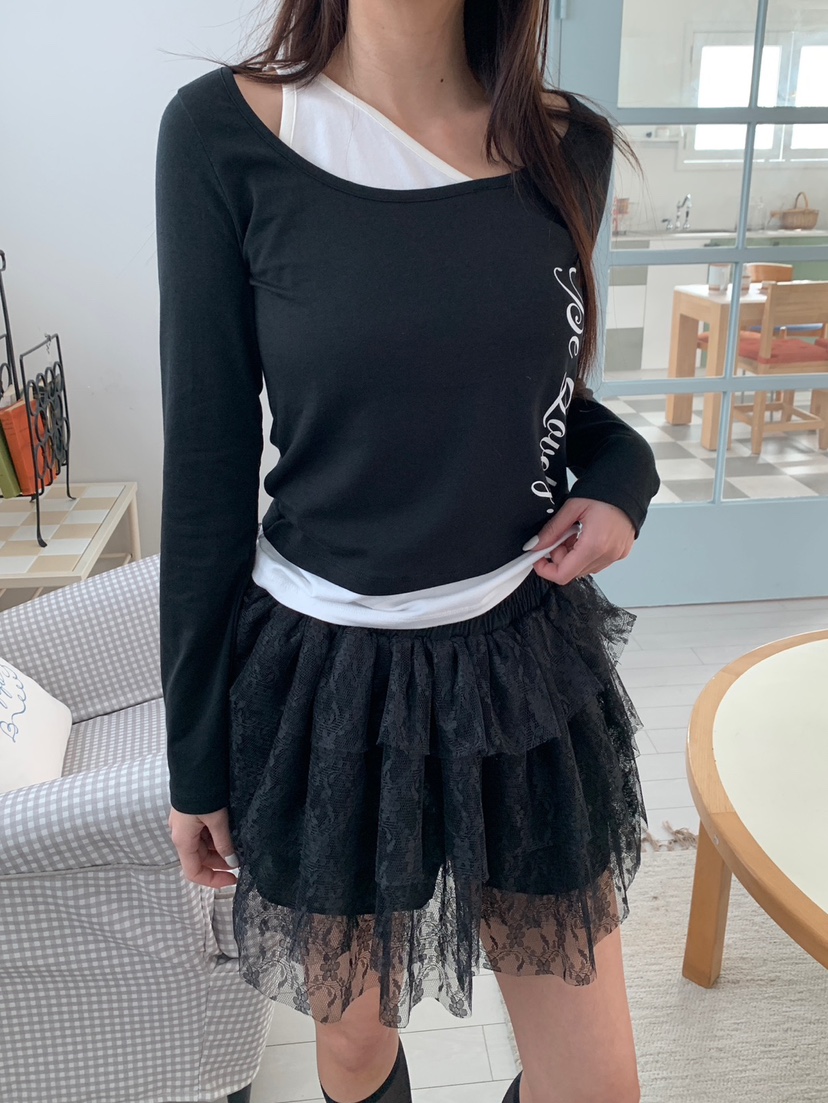 MORE THAN-P韓國代購女裝新款推薦熱賣時尚長袖T恤假兩件MORE THAN長袖T恤