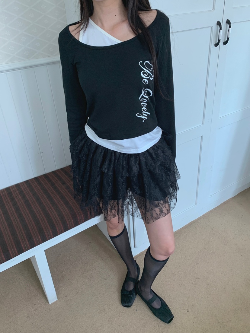 MORE THAN-P韓國代購女裝新款推薦熱賣時尚長袖T恤假兩件MORE THAN長袖T恤