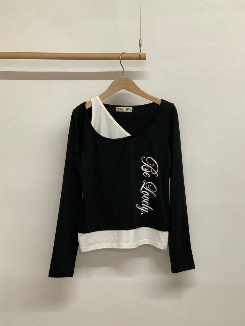 MORE THAN-P韓國代購女裝新款推薦熱賣時尚長袖T恤假兩件MORE THAN長袖T恤圖色3