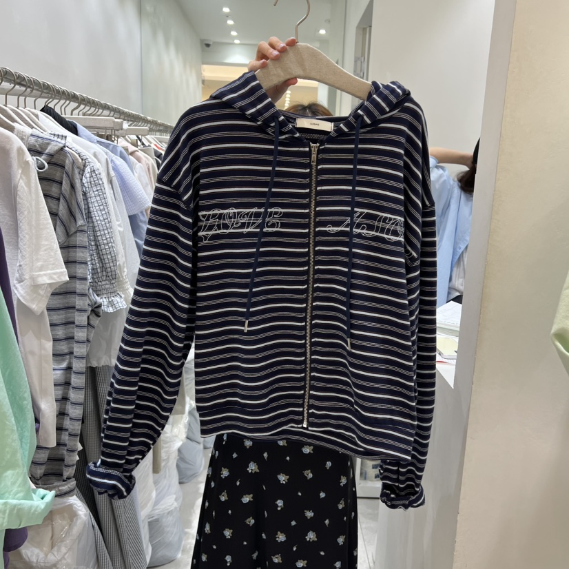 ASOME韓國東大門代購女士新款人氣夾克不含內搭連帽衫條紋A.SOME夾克圖色1