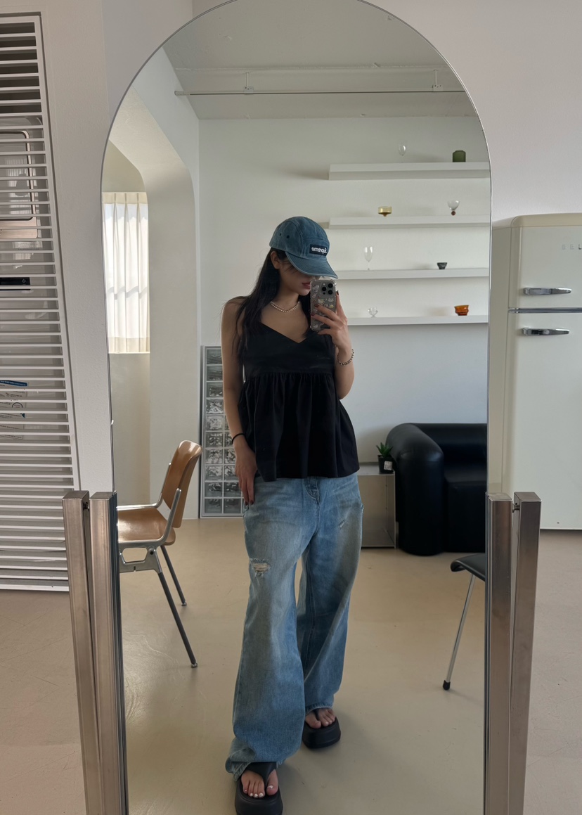 OKIE韓國東大門直郵女士新款休閑26春夏人氣時尚牛仔褲復古OKIE牛仔褲