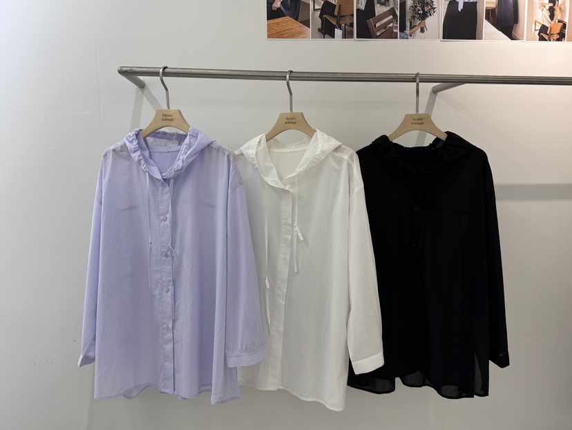 WEAUE SELVAGE韓國代購女裝新款休閑時尚襯衫蕾絲衫連帽衫Weave Selvage襯衫/蕾絲衫