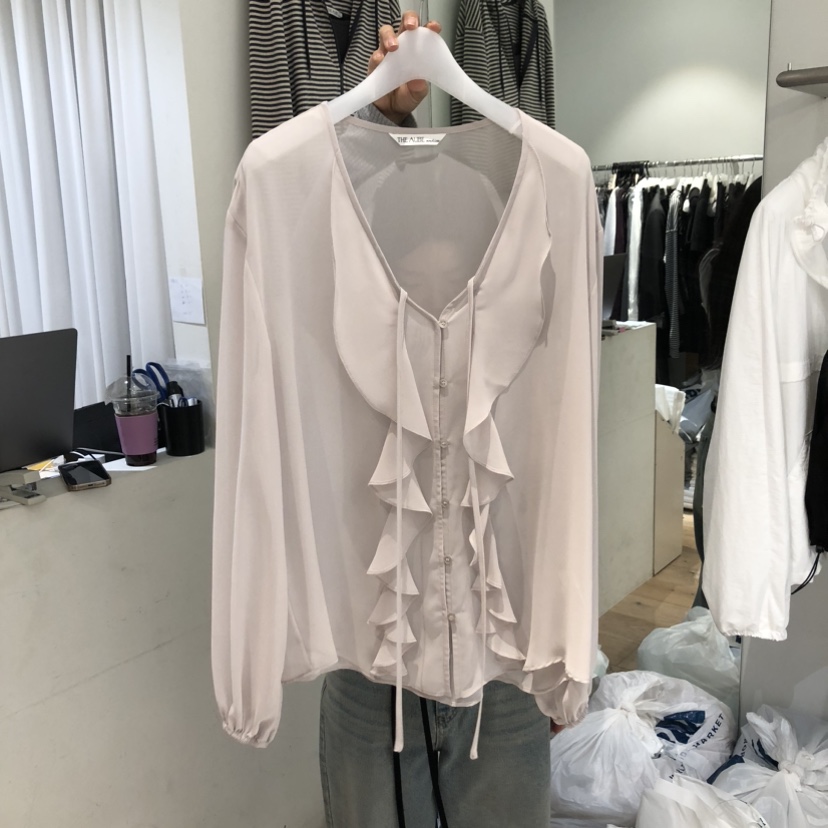 AUBE韓國直郵女士新品26春夏職業時尚休閑熱賣襯衫蕾絲衫AUBE襯衫/蕾絲衫圖色1