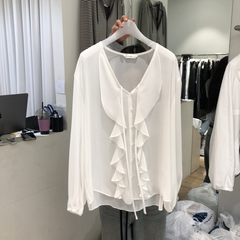 AUBE韓國直郵女士新品26春夏職業時尚休閑熱賣襯衫蕾絲衫AUBE襯衫/蕾絲衫圖色2