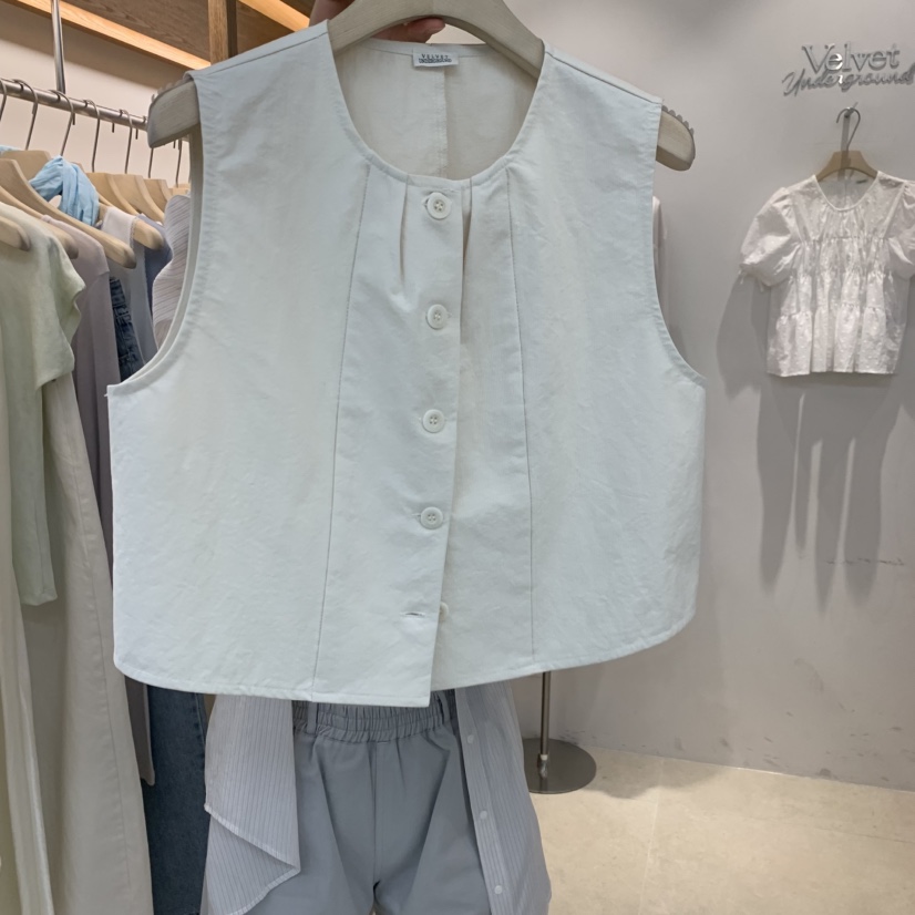 VELVET UNDERGROUND韓國東大門代購女裝新品26春夏馬甲褶皺VELVET UNDERGROUND馬甲圖色1