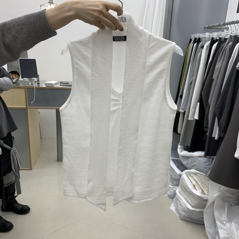 STAINLESS韓國東大門代購女士新款熱賣26春夏馬甲含脖帶圍巾STAINLESS馬甲圖色1