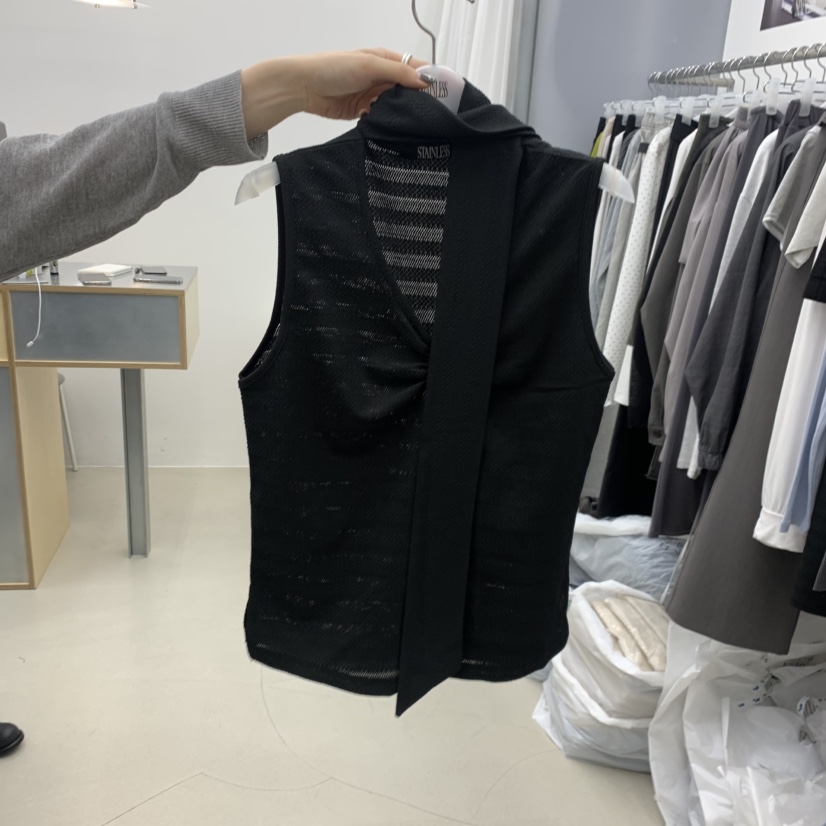 STAINLESS韓國東大門代購女士新款熱賣26春夏馬甲含脖帶圍巾STAINLESS馬甲圖色2