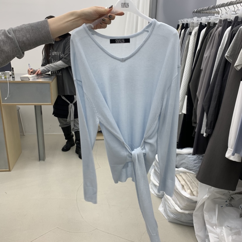 STAINLESS韓國直郵實拍女裝新款休閑時尚推薦職業針織衫V領STAINLESS針織衫圖色2