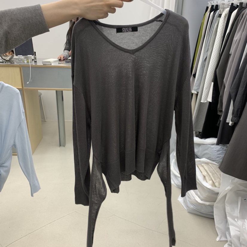STAINLESS韓國直郵實拍女裝新款休閑時尚推薦職業針織衫V領STAINLESS針織衫圖色3