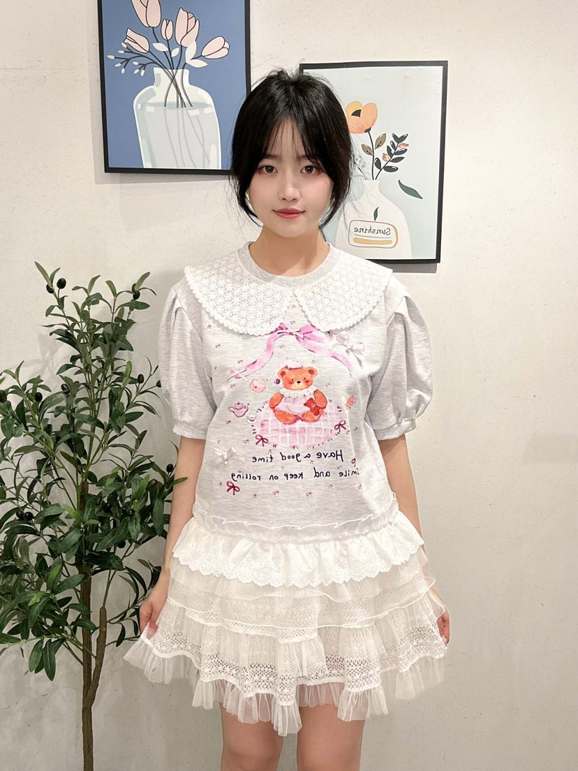 MS韓國東大門代購女裝新品休閑時尚26春夏熱賣推薦T恤小熊MST恤圖色2