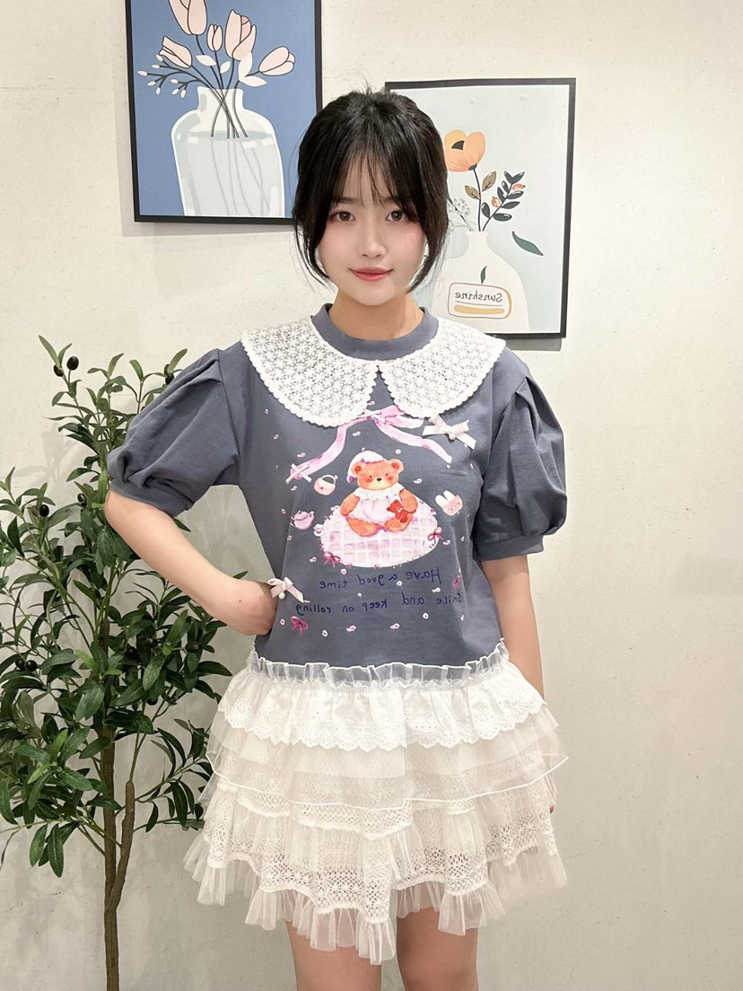 MS韓國東大門代購女裝新品休閑時尚26春夏熱賣推薦T恤小熊MST恤圖色3