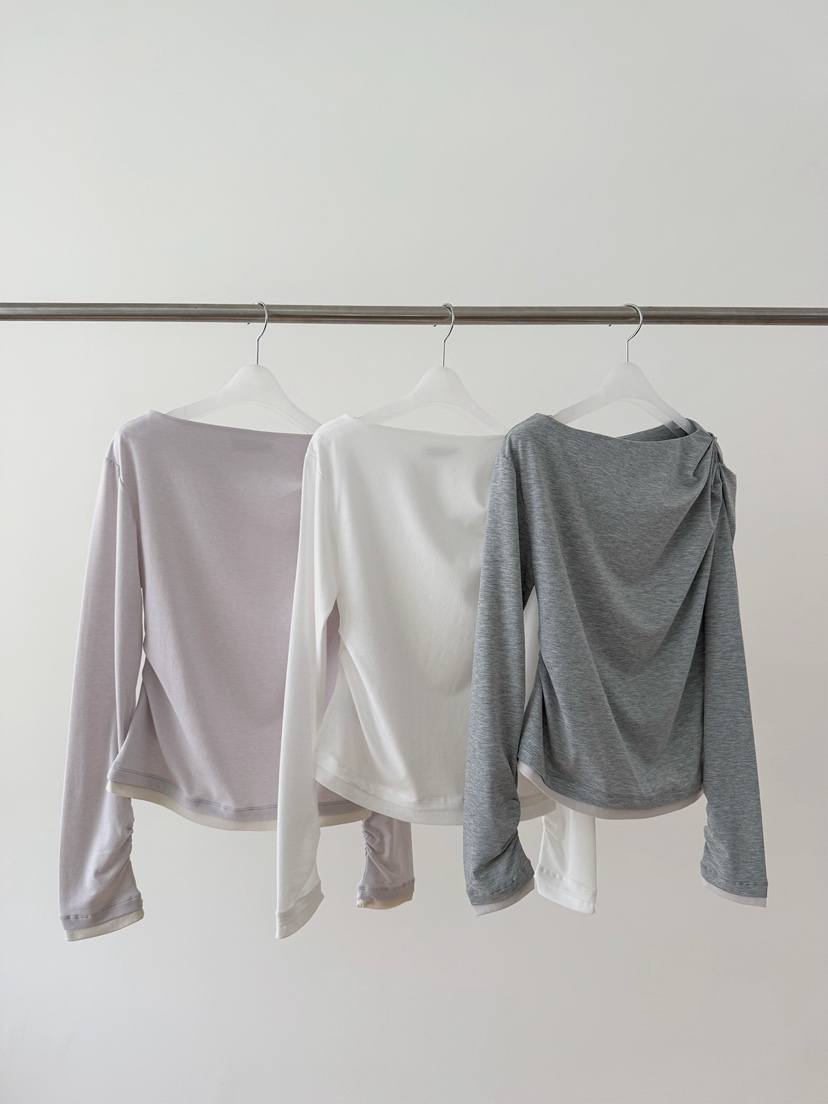 ERUME韓國東大門代購女士新款熱賣26春夏職業長袖T恤褶裥ERUME長袖T恤