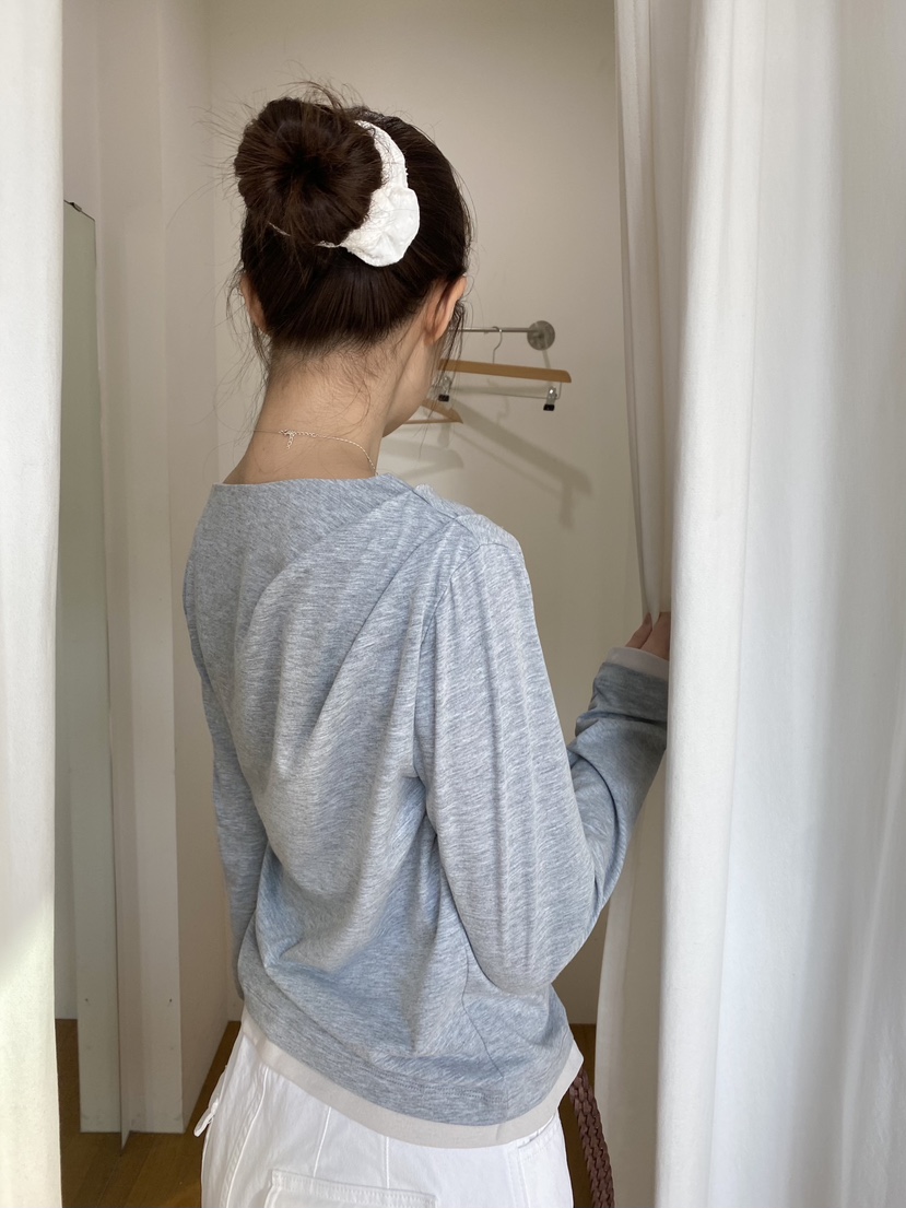 ERUME韓國東大門代購女士新款熱賣26春夏職業長袖T恤褶裥ERUME長袖T恤