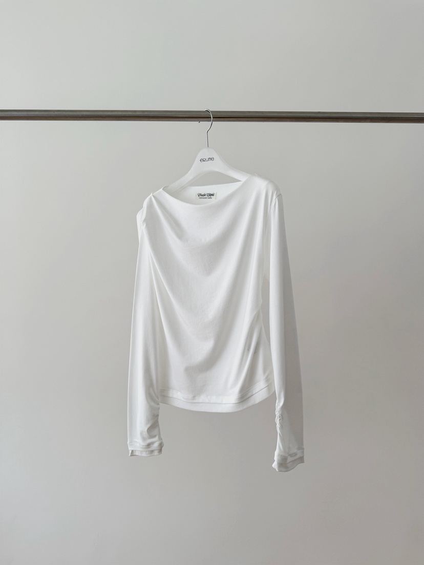 ERUME韓國東大門代購女士新款熱賣26春夏職業長袖T恤褶裥ERUME長袖T恤圖色2