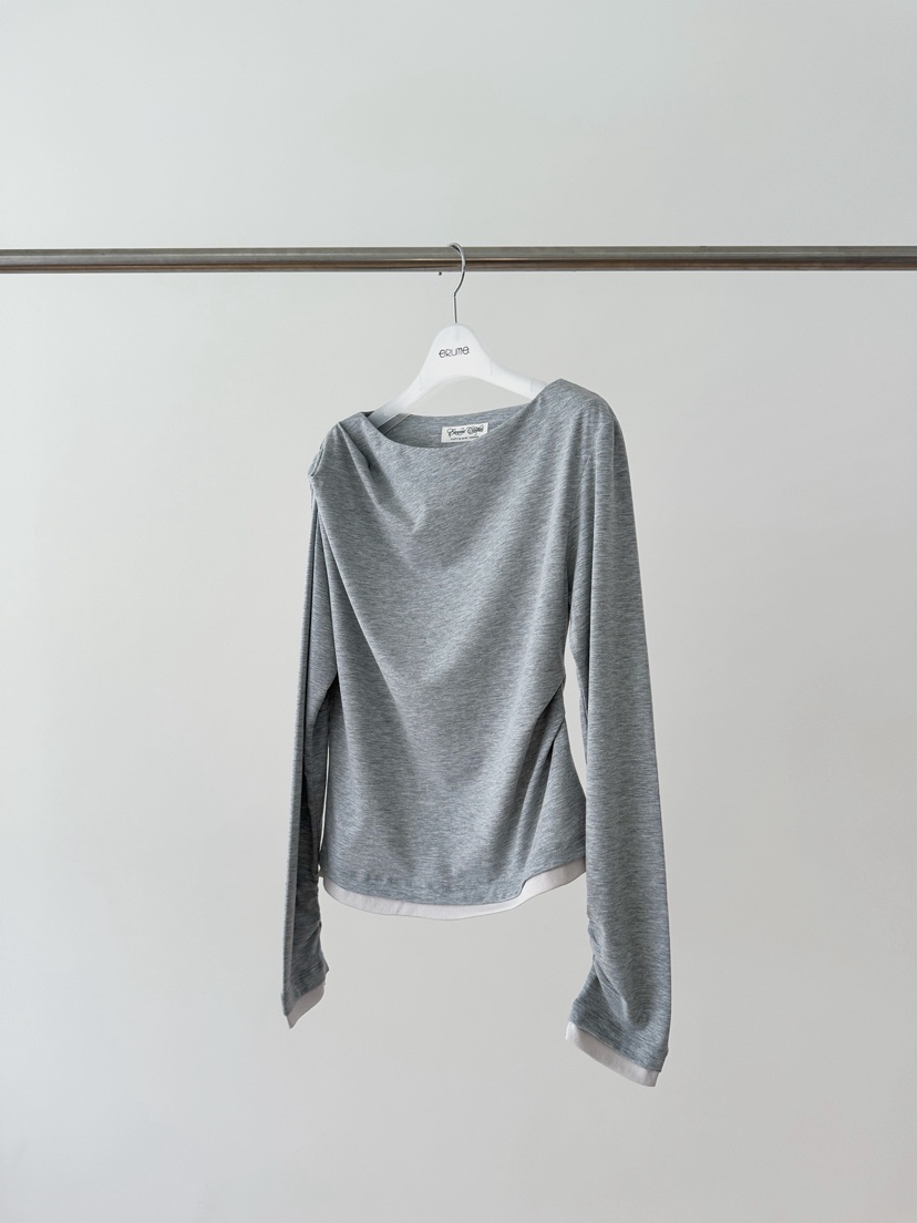 ERUME韓國東大門代購女士新款熱賣26春夏職業長袖T恤褶裥ERUME長袖T恤圖色3