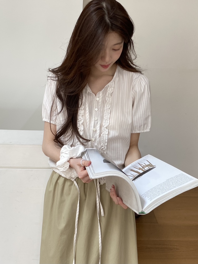 ERUME韓國代購女裝新品休閑人氣26春夏推薦熱賣襯衫蕾絲衫ERUME襯衫/蕾絲衫