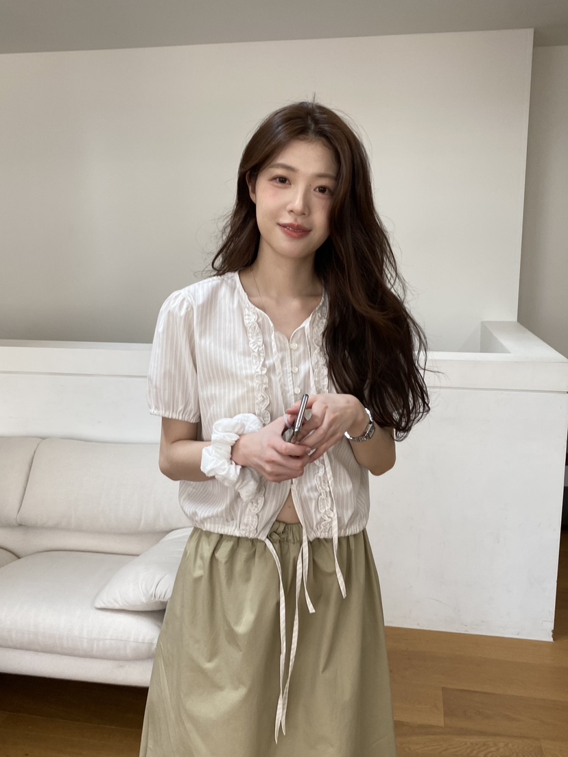 ERUME韓國代購女裝新品休閑人氣26春夏推薦熱賣襯衫蕾絲衫ERUME襯衫/蕾絲衫