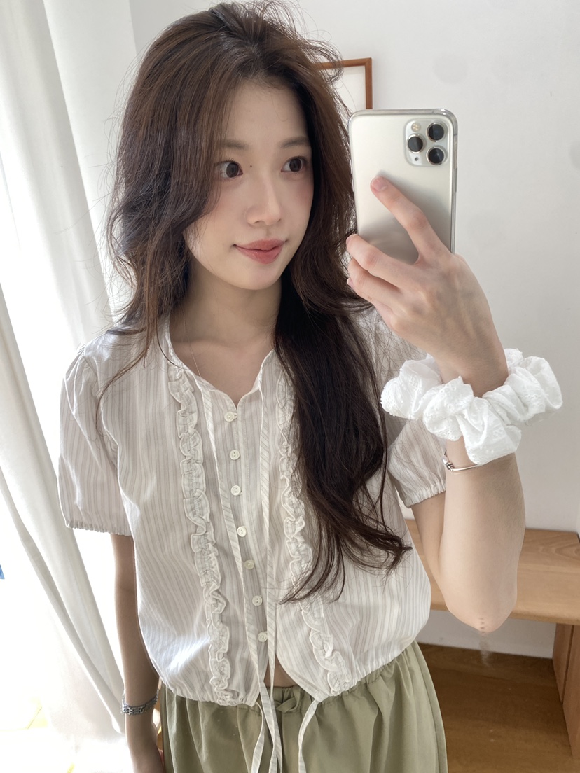 ERUME韓國代購女裝新品休閑人氣26春夏推薦熱賣襯衫蕾絲衫ERUME襯衫/蕾絲衫