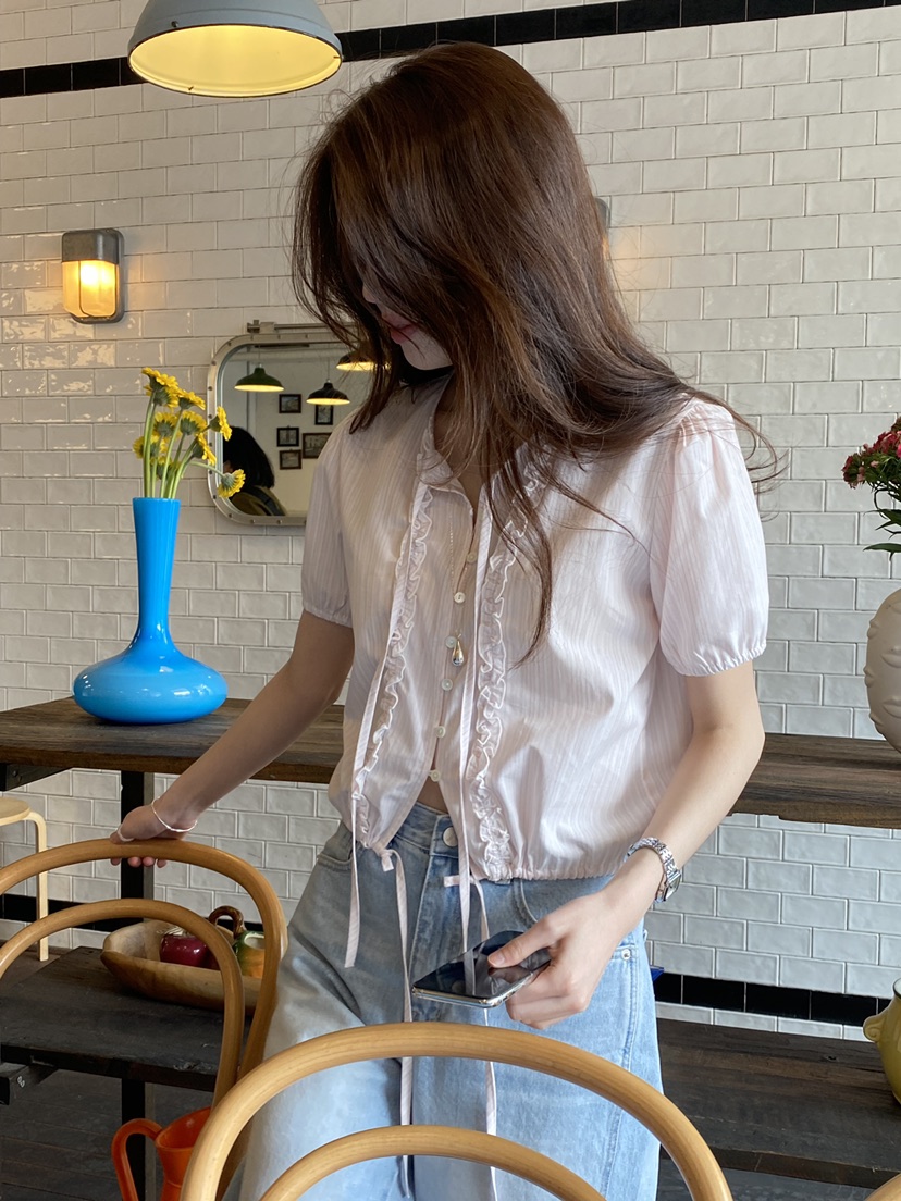 ERUME韓國代購女裝新品休閑人氣26春夏推薦熱賣襯衫蕾絲衫ERUME襯衫/蕾絲衫