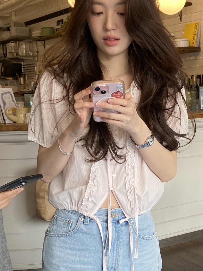 ERUME韓國代購女裝新品休閑人氣26春夏推薦熱賣襯衫蕾絲衫ERUME襯衫/蕾絲衫