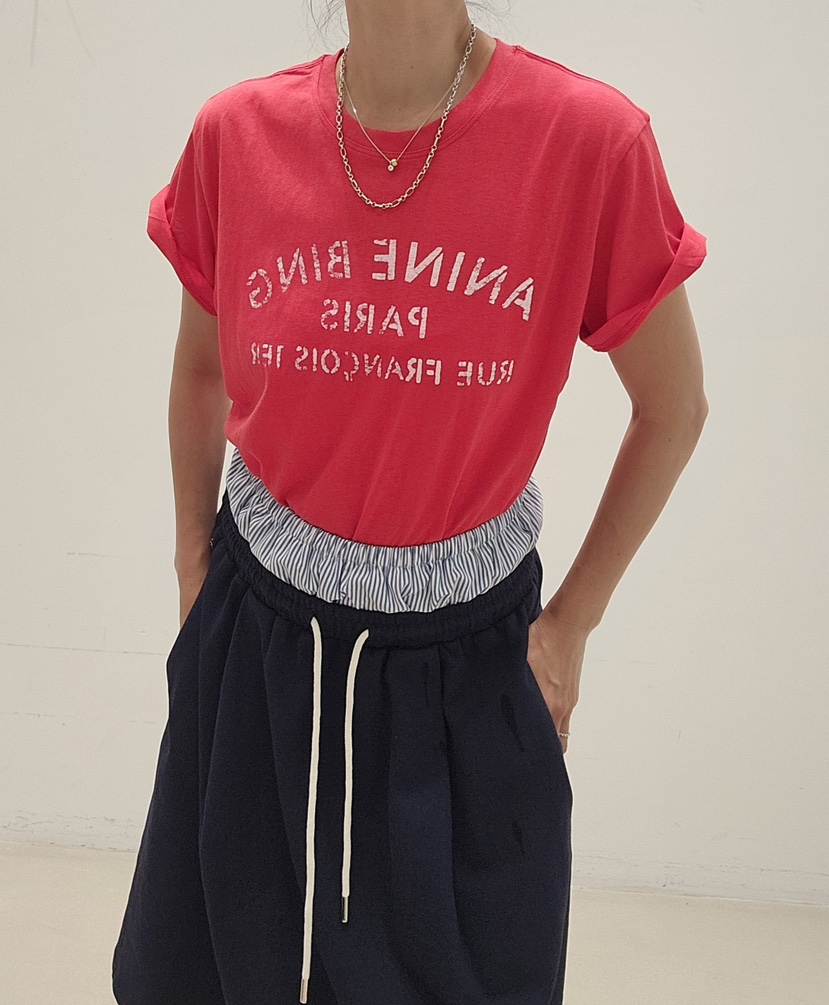 NEOUL韓國直郵女士新款人氣熱賣時尚休閑推薦職業26春夏T恤NEOUL/ahin雙領標簽T恤