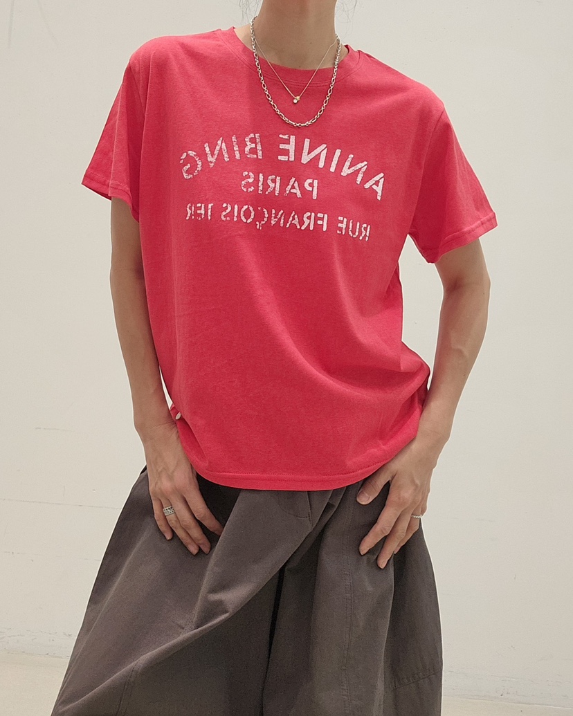 NEOUL韓國直郵女士新款人氣熱賣時尚休閑推薦職業26春夏T恤NEOUL/ahin雙領標簽T恤圖色3