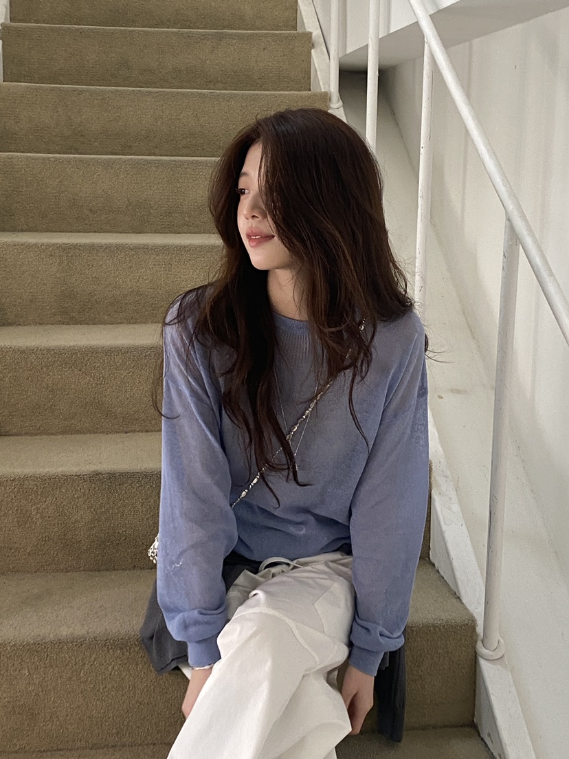 ERUME韓國直郵實拍女士新款時尚休閑職業推薦針織衫亞麻布ERUME針織衫