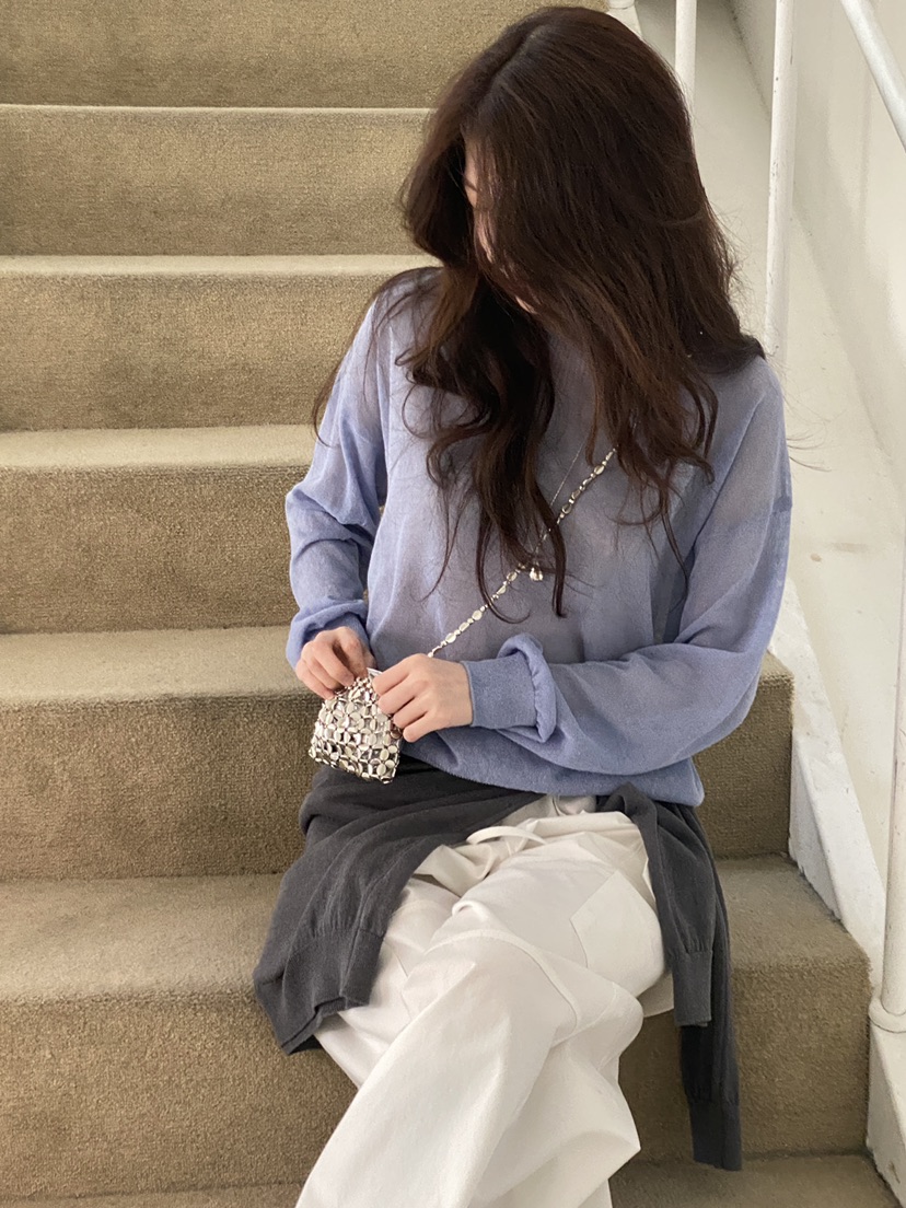 ERUME韓國直郵實拍女士新款時尚休閑職業推薦針織衫亞麻布ERUME針織衫