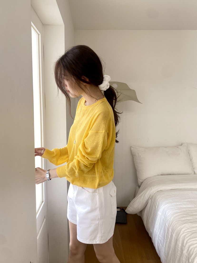 ERUME韓國直郵實拍女士新款時尚休閑職業推薦針織衫亞麻布ERUME針織衫