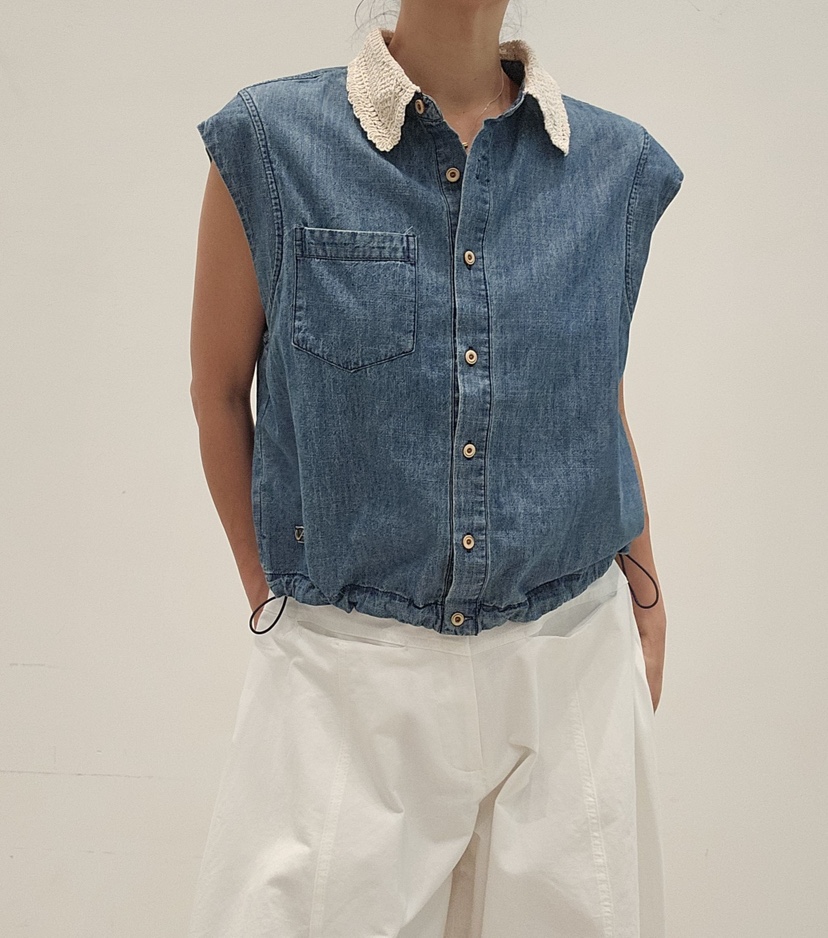 NEOUL韓國代購女裝新款熱賣休閑26春夏人氣時尚襯衫蕾絲衫NEOUL/ahin雙領標簽襯衫/蕾絲衫