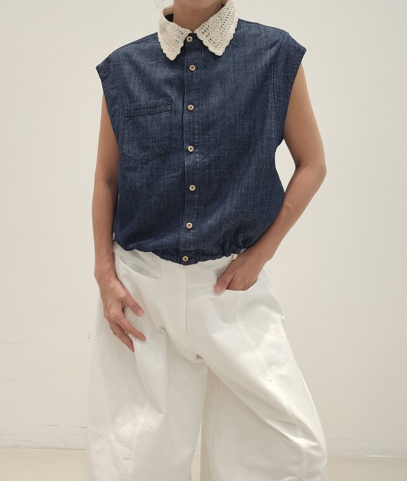 NEOUL韓國代購女裝新款熱賣休閑26春夏人氣時尚襯衫蕾絲衫NEOUL/ahin雙領標簽襯衫/蕾絲衫