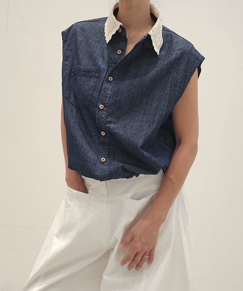 NEOUL韓國代購女裝新款熱賣休閑26春夏人氣時尚襯衫蕾絲衫NEOUL/ahin雙領標簽襯衫/蕾絲衫