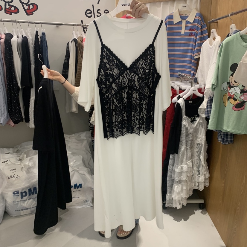 VENTI韓國東大門代購女士新款休閑推薦時尚職業連衣裙假兩件VENTI連衣裙圖色1