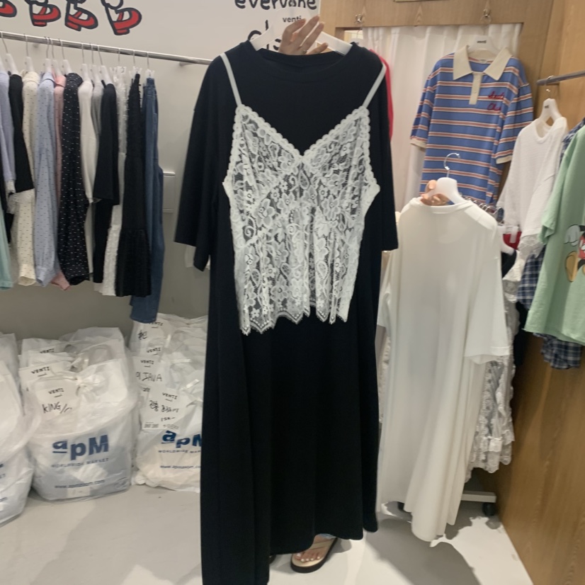 VENTI韓國東大門代購女士新款休閑推薦時尚職業連衣裙假兩件VENTI連衣裙圖色2