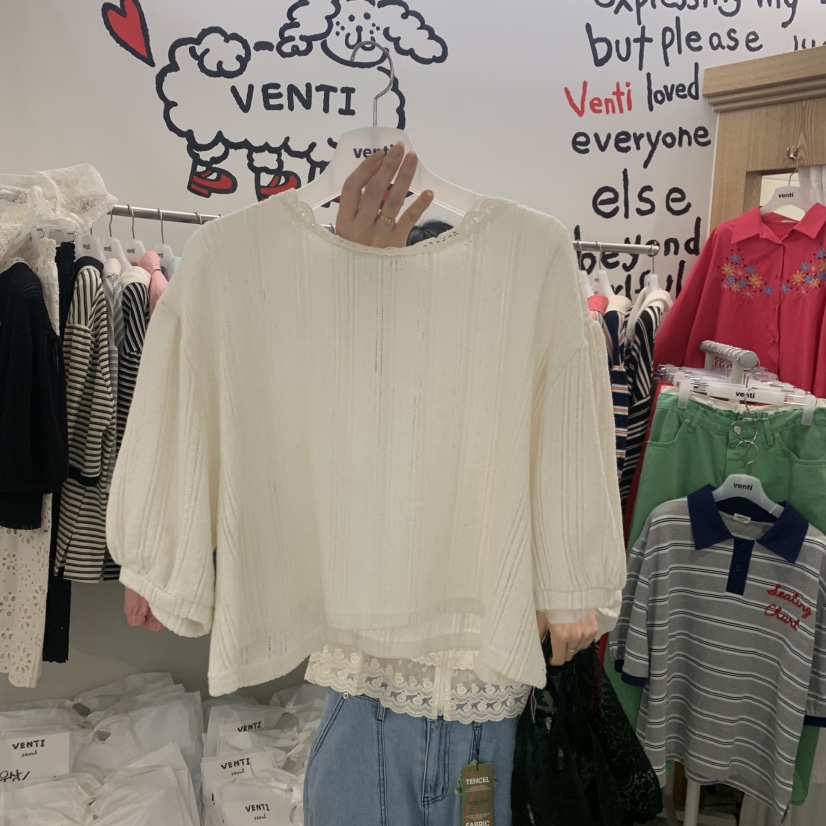 VENTI韓國東大門代購女士新款時尚26春夏熱賣人氣襯衫蕾絲衫VENTI襯衫/蕾絲衫圖色2
