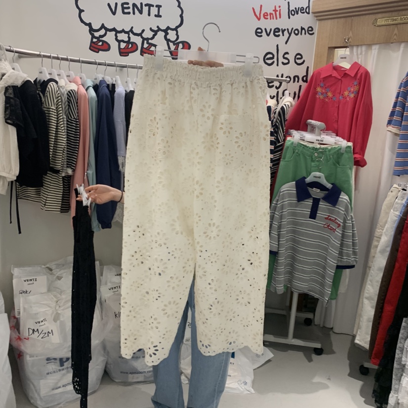 VENTI韓國直郵實拍女士新品26春夏熱賣人氣時尚休閑褲蕾絲VENTI休閑褲
