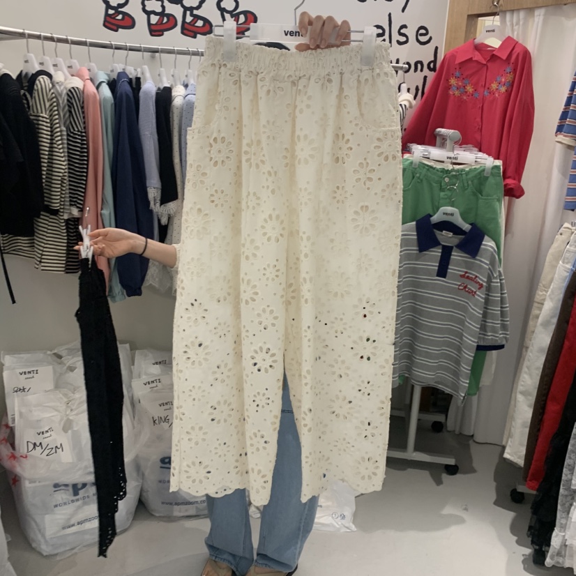 VENTI韓國直郵實拍女士新品26春夏熱賣人氣時尚休閑褲蕾絲VENTI休閑褲圖色1