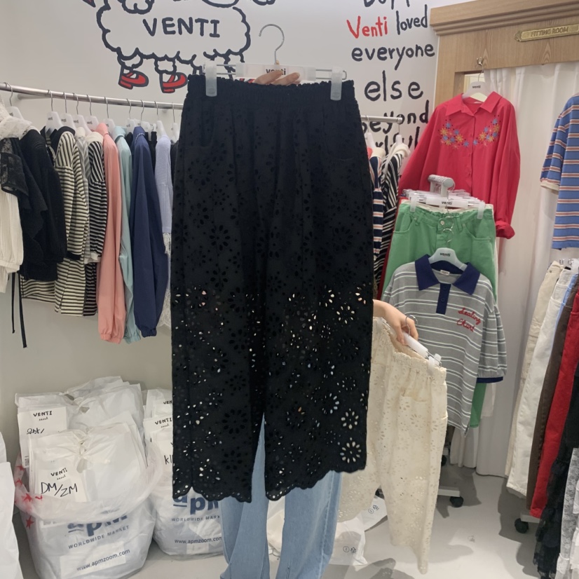 VENTI韓國直郵實拍女士新品26春夏熱賣人氣時尚休閑褲蕾絲VENTI休閑褲圖色2