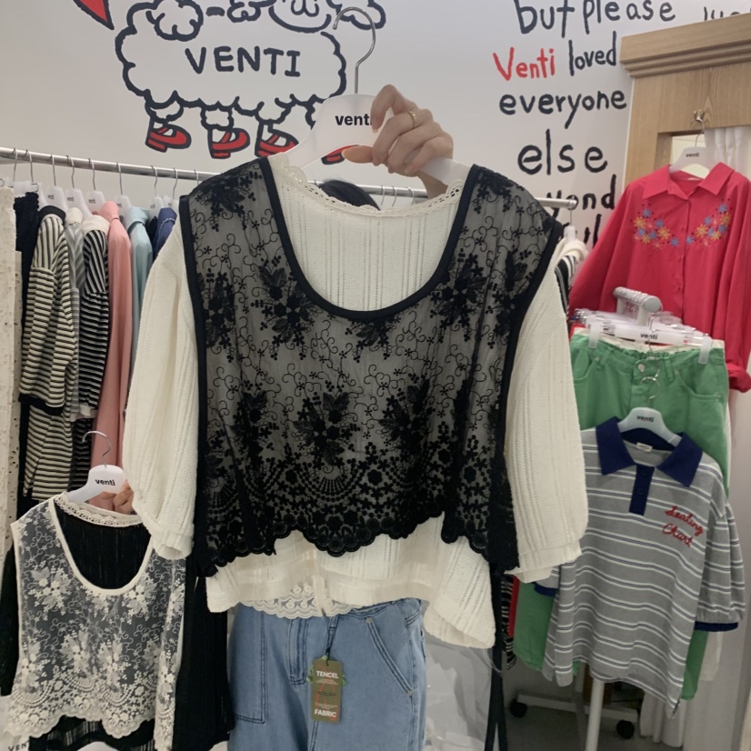 VENTI韓國直郵實拍女士新款休閑推薦吊帶背心不含內搭蕾絲VENTI吊帶/背心圖色1
